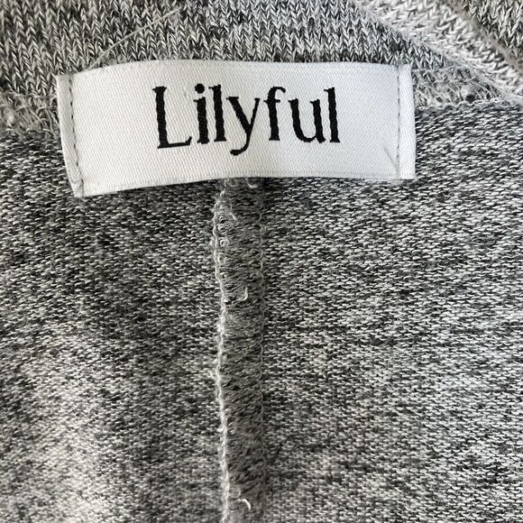 Lilyful Sweater Womens Large Open Front Long Cardigan Gray Stretch - Picture 3 of 11